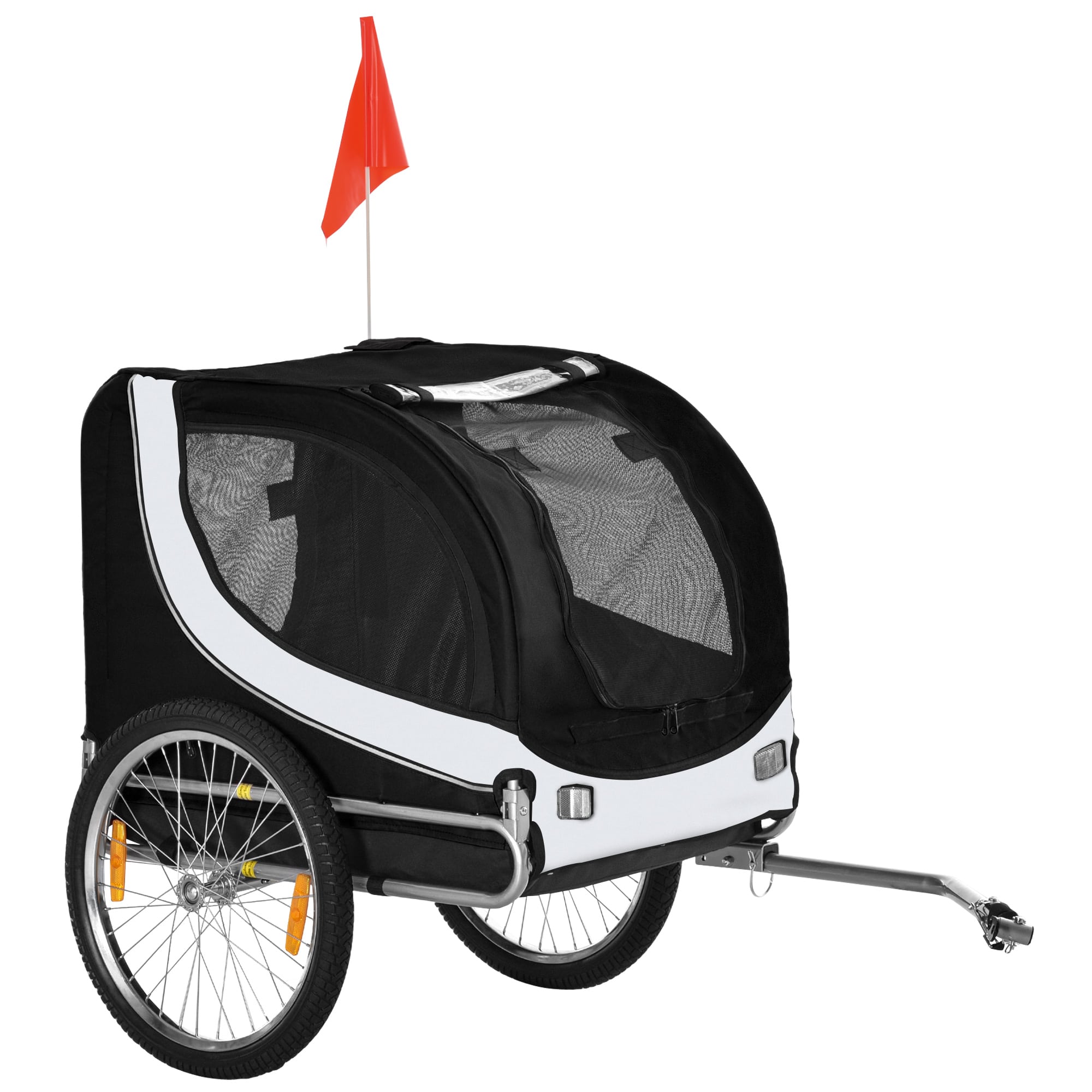 T1I98a192fefc2aad.jpg Rimorchio per Cani da Bicicletta, bianco e nero, 130x90x110cm - immagine 1