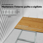 Casetta da Giardino 4,9 m² con Fondazione, 4 Prese d'Aria e 2 Porte Scorrevoli, Capanno Porta Attrezzi in Lamiera d'Acciaio, 277x195x192 cm, Verde Scuro - immagine 6