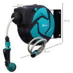 Avvolgitubo Automatico a Parete con Tubo da 10 m, in Plastica e PP, 28x14x34 cm, Nero e Azzurro - immagine 3
