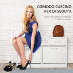 Scarpiera Moderna con Panca Imbottita per 12 Paia di Scarpe, Mobile da Ingresso con Scarpiera, Legno, Elegante, Capiente, 94,5x57x30 cm, Bianco - immagine 6