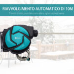 Avvolgitubo Automatico a Parete con Tubo da 10 m, in Plastica e PP, 28x14x34 cm, Nero e Azzurro - immagine 5