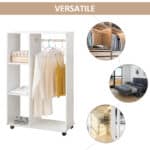 Armadio Guardaroba con Ruote in Legno, bianco, 80x40x128cm - immagine 6