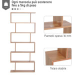 Libreria Legno Design Moderno con 6 Ripiani Legno Naturale 80 × 23 × 192cm - immagine 6