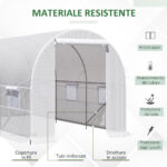 Serra da Giardino a Tunnel 4x2x2m con Struttura in Acciaio e Telo in Polietilene Bianco - immagine 5