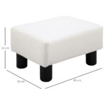 Poggiapiedi Rettangolare Imbottito e Rivestito in Finta Pelle Bianca, per Soggiorno e Ingresso, 40x30x24 cm - immagine 3