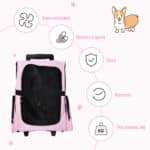 Trasportino Zaino 2 in 1 per Cani e Gatti con Tasche Laterali, Maniglia Telescopica e Ruote, 42x25x55cm, Rosa - immagine 7