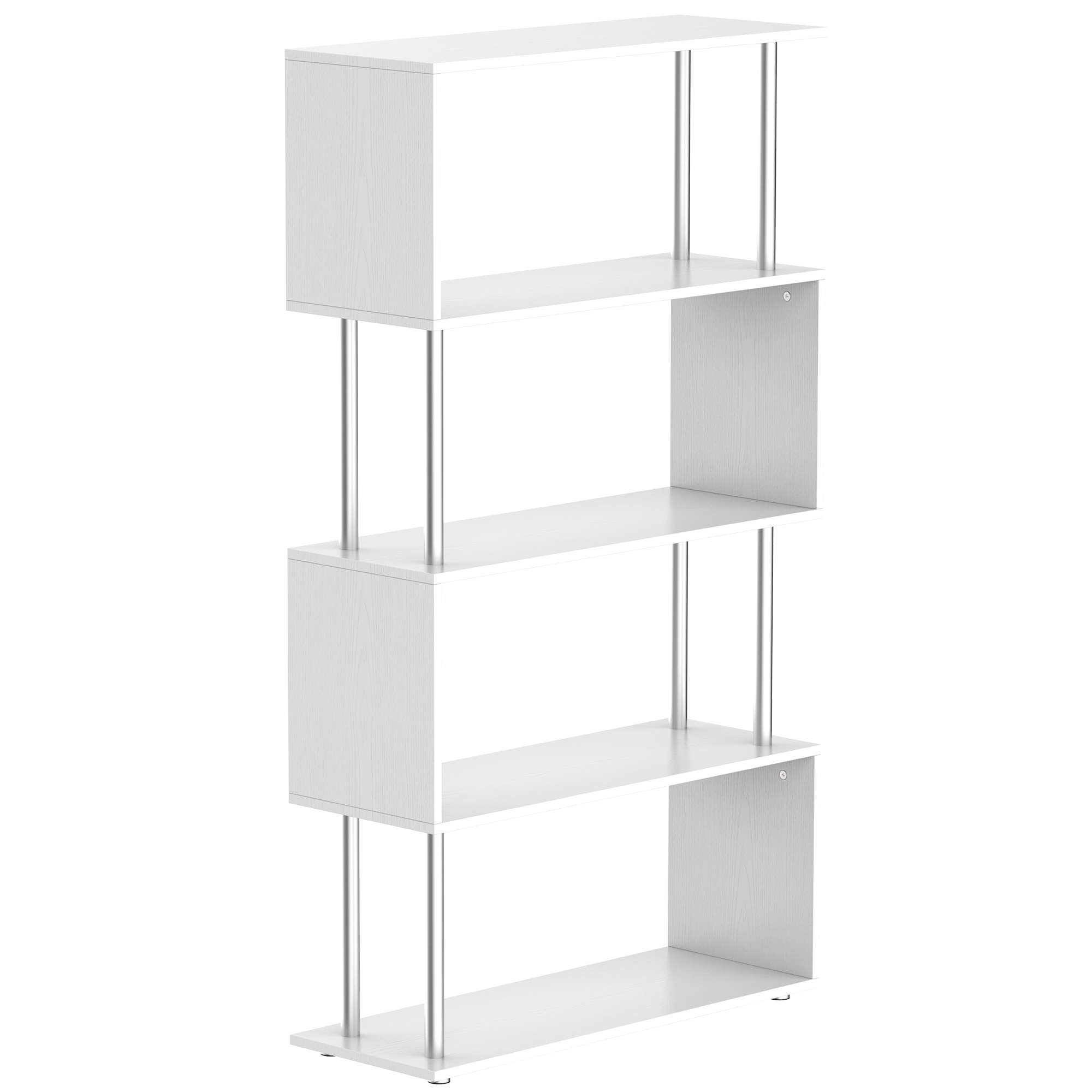 W5be9e194951cb140.jpg Libreria a 4 Ripiani Design Moderno in Legno e Metallo, Libreria Scaffale per Soggiorno, Studio, Ufficio, 80x30x145cm Bianca - immagine 1