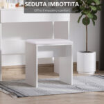 Postazione Trucco, Toeletta Trucco con Specchio, 12 Luci LED, Sgabello Imbottito e Ampio Cassetto in Legno, 80x40x140 cm, Bianco - immagine 6