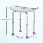 Sgabello Sedile Sedia per Doccia Bagno, Antiscivolo, Altezza Regolabile - immagine 3