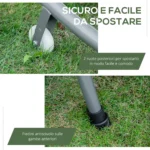 Lettino Matrimoniale 2 Posti Parasole Regolabile da Esterno e Giardino 2x175x134cm Grigio - immagine 2