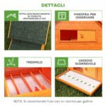 Gabbia per Galline in Legno con Tetto Impermeabile, Pollaio Prefabbricato da Esterno, 160x98,5x107cm - immagine 5