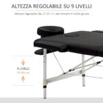 Lettino Massaggio Pieghevole Professionale, Lettino per Massaggio con Altezza Regolabile e Borsa di Trasporto per Estetista e Terapista, Nero - immagine 4