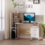 Scrivania PC di Design Moderno con Scaffale 133 x 55 x 123cm - immagine 2