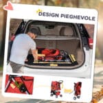 Passeggino per Cani Piccoli Pieghevole, Carrozzina per Cani con Ruote con Freni, Portabicchieri, Cestino Portaoggetti e Imbottitura Rimovibile e Lavabile, per Animali Domestici 10 kg, Rosso - immagine 5