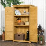 Casetta in Legno da Giardino con Tetto Impermeabile, Armadio da Esterno Porta Attrezzi da Giardino con 3 Mensole, 87x46,5x160cm - immagine 2