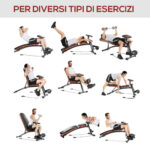 Panca Multifunzione Regolabile per Addominali, Panca Pesi Palestra per Allenamento Braccia e Gambe 54x160x106cm, Nero e Rosso - immagine 6