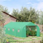Serra a Tunnel con 8 Finestrelle Laterali e Ingresso Avvolgibile, in PE e Acciaio, 6x3x2 m, Verde - immagine 2