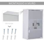 Armadietto medicinali 50x30x18cm Cassetta mobile bagno primo soccorso in acciaio inox con serratura - immagine 6