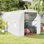 Serra da Giardino a Tunnel 4,5x2x2m con Copertura in PE e Tubi in Metallo, Bianco - immagine 2