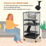 Gabbia per Piccoli Roditori in Acciaio, Gabbietta per Porcellini d'India e Cincillà con 3 Piani, 4 Ruote, Amaca e Vassoio Rimovibile, 52 x 52 x 113,5cm, Grigio Argento - immagine 4