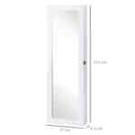 Specchio Portagioie da Parete con Ganci e Scompartimenti in Legno, Armadietto Portagioie con Specchio per Orecchini, Collane e Anelli, 37x9,5x112 cm, Bianco - immagine 3