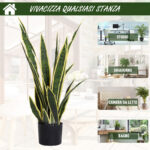 Sanseveria Artificiale Pianta Finta Realistica con Vaso, Ø15cm x 80cm, Verde e Giallo - immagine 7
