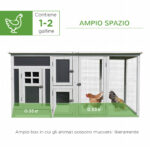 Pollaio per Galline Ovaiole da Esterno con Tetto Impermeabile e Zona di Corsa, Nidificazione in Legno, 160x75x80 cm, Grigio e Bianco - immagine 4