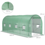 Serra a Tunnel da Giardino 5x2x2 m con 8 Finestre e Porta Avvolgibile, Verde - immagine 3
