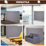Tenda da Sole Laterale e Avvolgibile (3x1,6m) in Alluminio e Poliestere Imperemabile Anti-UV, per Vento/Privacy - immagine 7