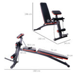 Panca Multifunzione Regolabile per Addominali, Panca Pesi Palestra per Allenamento Braccia e Gambe 54x160x106cm, Nero e Rosso - immagine 4