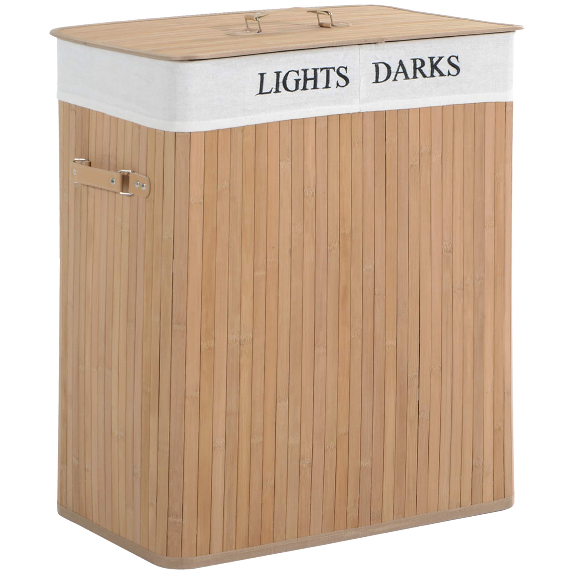 jAk6b9197f7c0dc0c.jpg Cesta Portabiancheria in Bambù con Coperchio e Fodera Rimovibile, 52 x 32 x 63cm - immagine 1