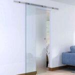 Porte Scorrevoli in Vetro Satinato da Interni con Binario B3 in Alluminio per Bagno Cucina Studio 205x90x0,8cm - immagine 2