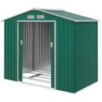 Casetta da Giardino Porta Utensili in Lamiera con Porte Scorrevoli, 213x130x185cm, Verde - immagine 7