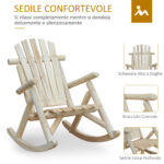 Sedia a Dondolo da Giardino, Stile Adirondack in Legno di abete, Design Ergonomico, Color Legno 96x66x98cm - immagine 6