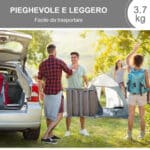 Lettino Prendisole Pieghevole con Schienale Reclinabile e Cuscino, 182x56x24,5 cm, Marrone e Argento - immagine 6