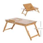 Tavolino da Letto per PC Portatile con Sistema di Raffreddamento in Bambù, 55x35x22-32,5cm - immagine 3