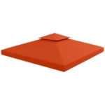 Copertura per Gazebo 3x3 m a 2 Livelli in Poliestere Resistente con 8 Fori di Drenaggio, Rosso Ruggine - immagine 8