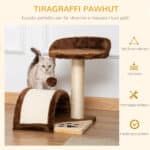 Albero Tiragraffi per Gatti per Gioco e Relax 36x36x44 cm Marrone - immagine 4