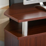 Mobile Porta TV Classico da Soggiorno con 2 ripiani e 2 Armadietti, in MDF e Acciaio Inox, Marrone, 120x39,5x52cm - immagine 6