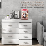 Mobile con Cassetti Cassettiera in Legno per Camera, Cucina, Bagno 90×35×73cm Bianca - immagine 4