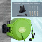 Avvolgitubo da Giardino Retrattile con Tubo dell'Acqua 20 m, Rullo Avvolgitubo da Parete Girevole a 180°, Avvolgitubo Automatico Tubo da Giardino per Irrigazione in plastica, Verde - immagine 7