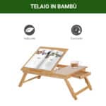 Tavolino da Letto per PC Portatile con Sistema di Raffreddamento in Bambù, 55x35x22-32,5cm - immagine 7