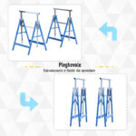 Set 2 Cavalletti da Lavoro Pieghevoli Portata 2 kg, Altezza Regolabili 80-130 cm, Cavalletti Telescopici Salvaspazio in Acciaio per Fai da Te, Garage e Giardino, Blu - immagine 5