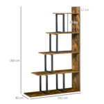 Libreria Antiribaltamento Stile Industriale, Scaffale Vintage con 5 Ripiani in Truciolato, 102x30x160cm - immagine 3
