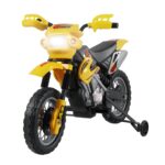 Moto Elettrica per Bambini 3 anni e Più, Moto Cross Elettrica con Rotelle, Batteria 6V Velocità 2,5km/h, 102 x 53 x 66cm, Giallo