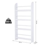 Libreria da Parete con 4 Ripiani in Legno Bianco Impermeabile, Carico Massimo 30kg (59cm x 12cm x 113cm) - immagine 3