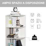 Libreria ad Angolo 4 Ripiani a Muro e Parete Legno 39,5x39,5x120cm Bianco - immagine 4