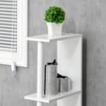 Colonna Bagno con 2 Ripiani e 2 Armadietti, Mobile Alto Salvaspazio 15,2x29,8x118 cm, Bianco - immagine 8