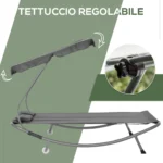 Lettino Matrimoniale 2 Posti Parasole Regolabile da Esterno e Giardino 2x175x134cm Grigio - immagine 6