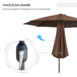 Ombrellone da Giardino 3x2,5 m Inclinabile con Palo Smontabile, in Metallo e Poliestere, Caffè - immagine 5